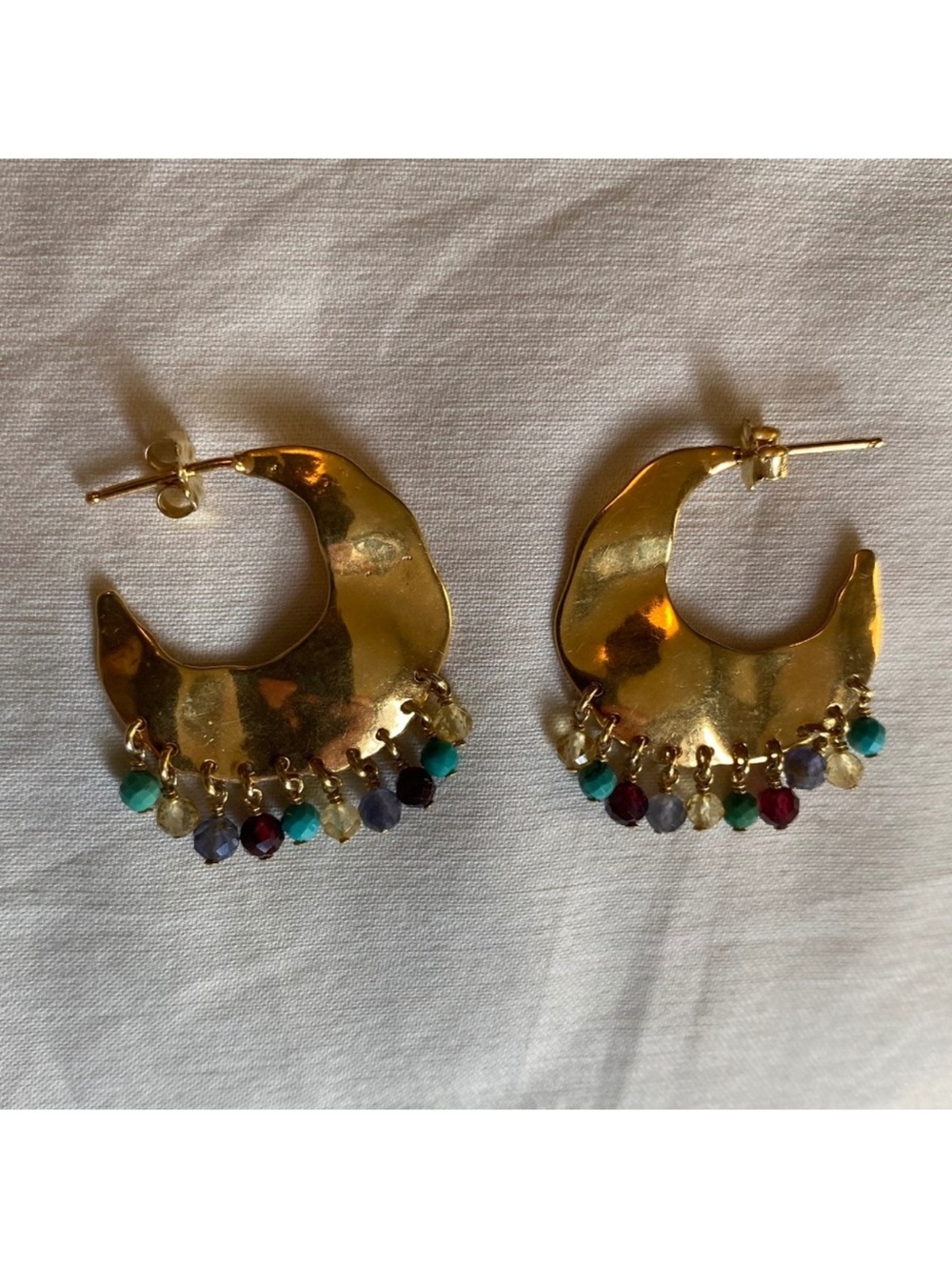 Chan Luu Gold Hoop Earrings with Multicolored Beads - Picture 2 of 4